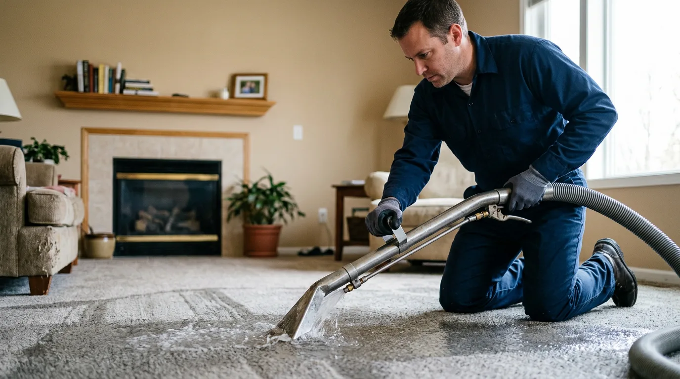 Water damage restoration technician working near Northfield, NJ